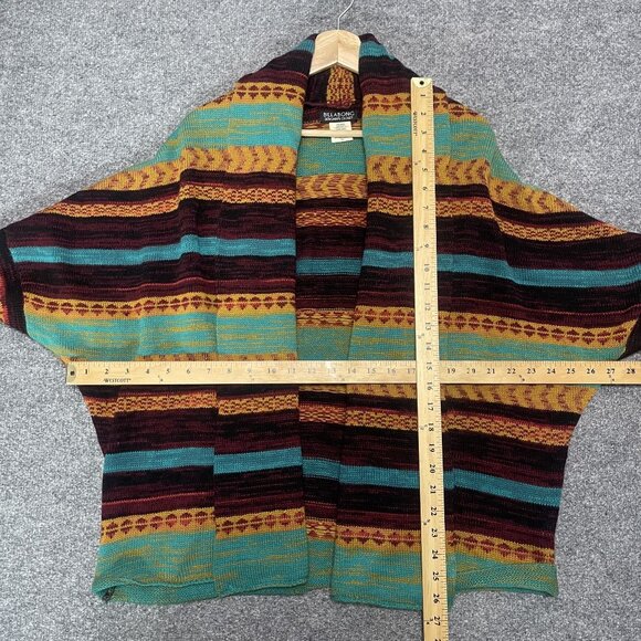 Billabong Designers Closet Open Cardigan Knit Navajo Sweater Boho Turquoise M - Picture 7 of 7